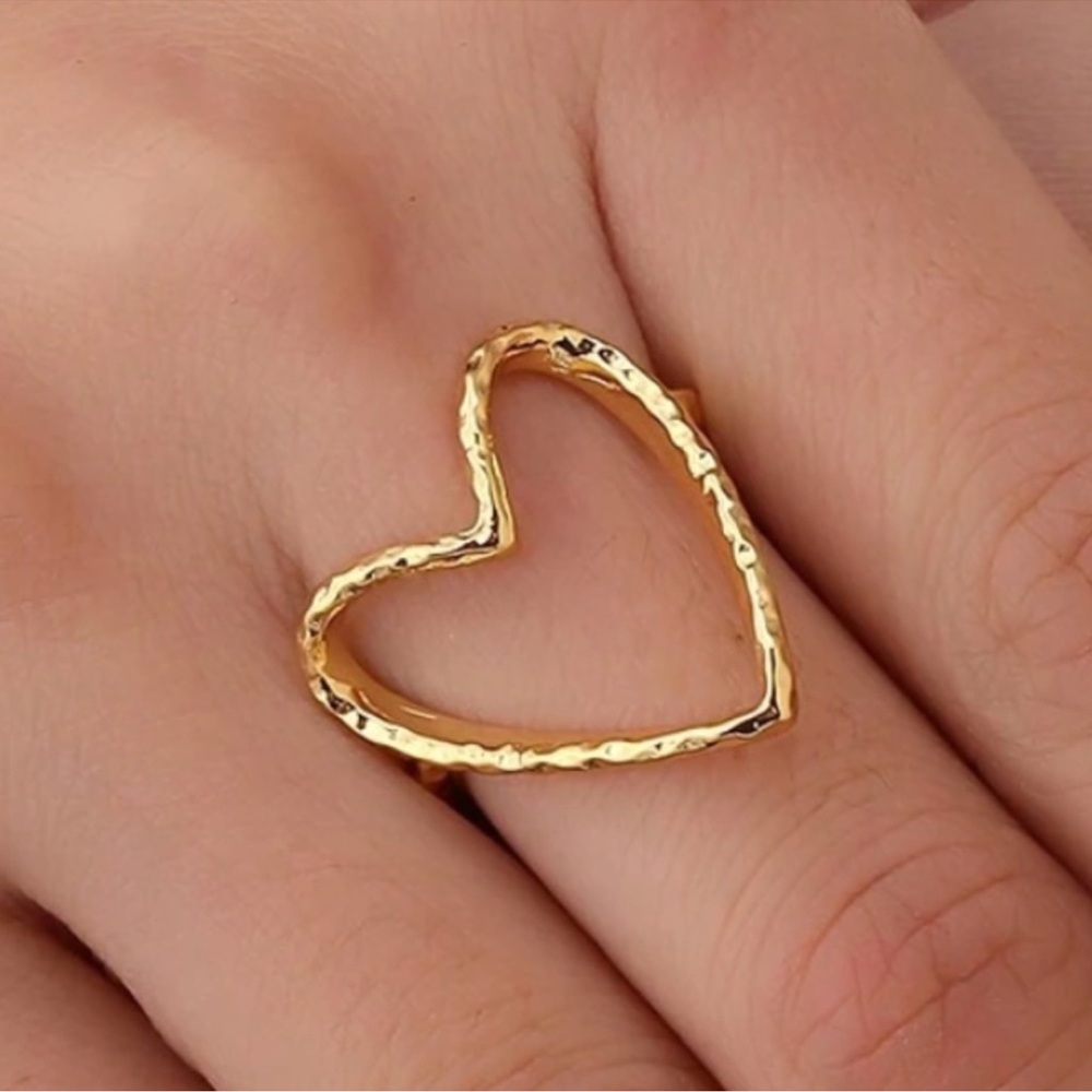 3 PACK Gold Tone Heart Shape Ring